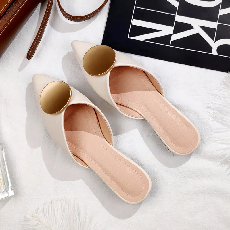 Women Slippers Pointed Flats Fashion Buckle