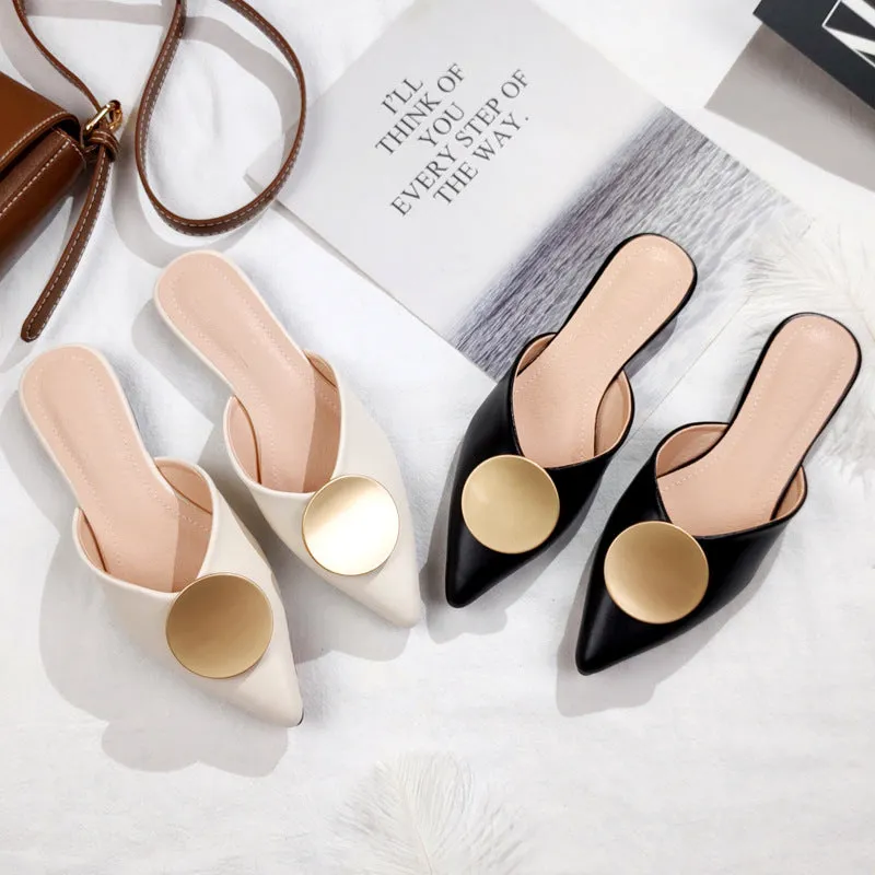 Women Slippers Pointed Flats Fashion Buckle