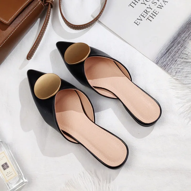 Women Slippers Pointed Flats Fashion Buckle