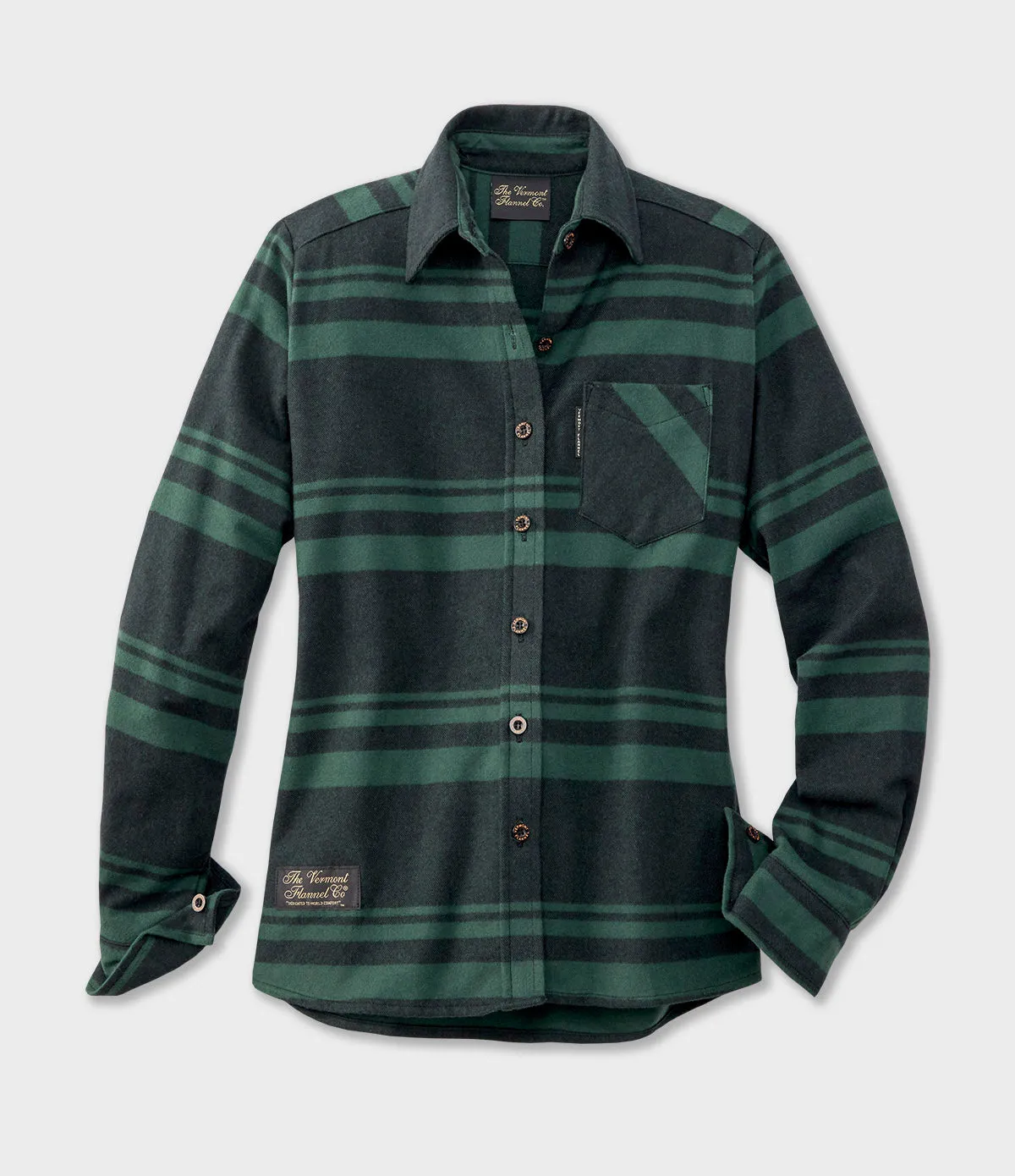 Women's Classic Flannel Shirt - Mansfield Stripe Green